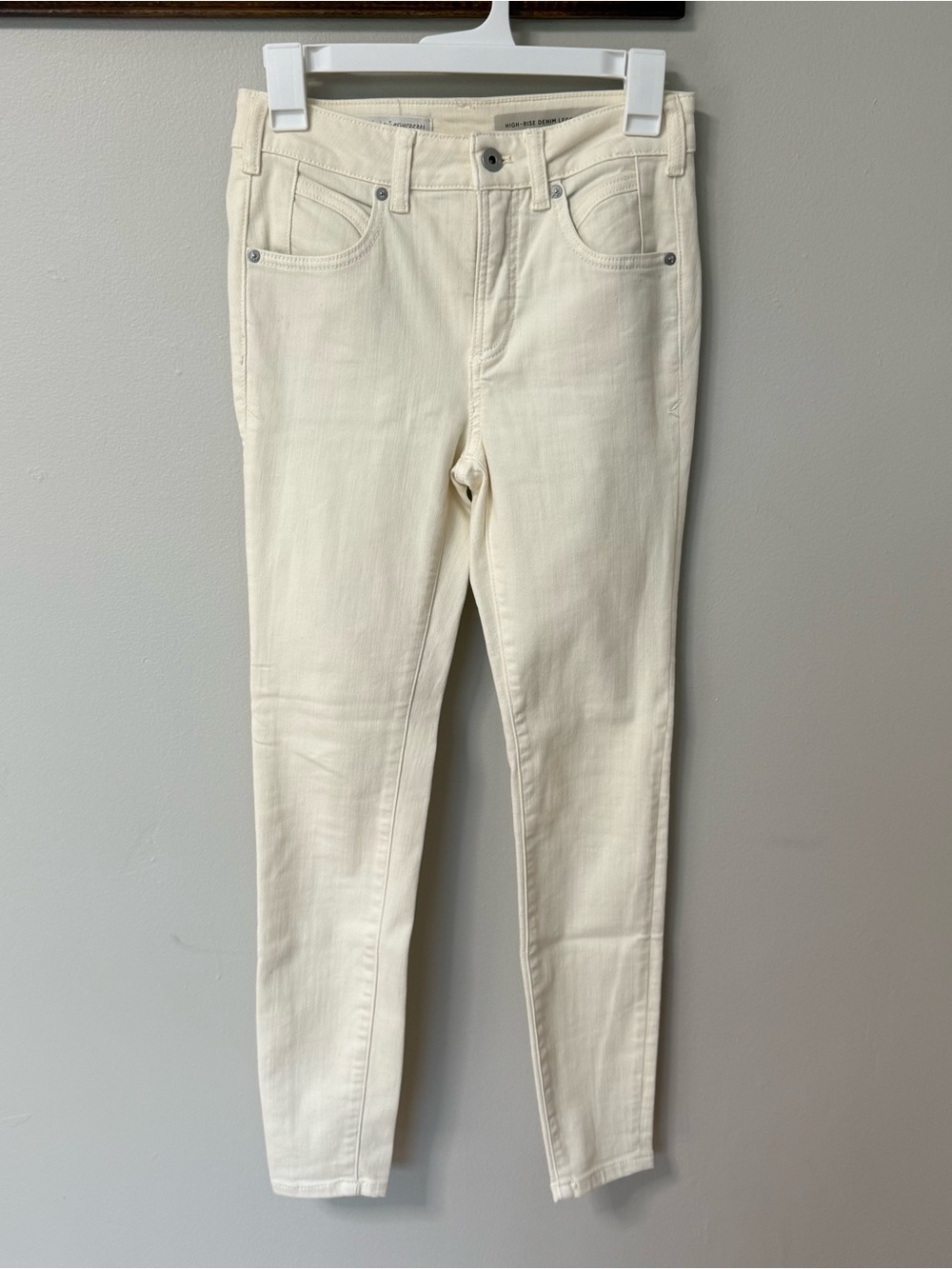 ANTHROPOLOGIE Pilcro The Letterpress High-Rise Denim Legging Jean Ivory Cream 26